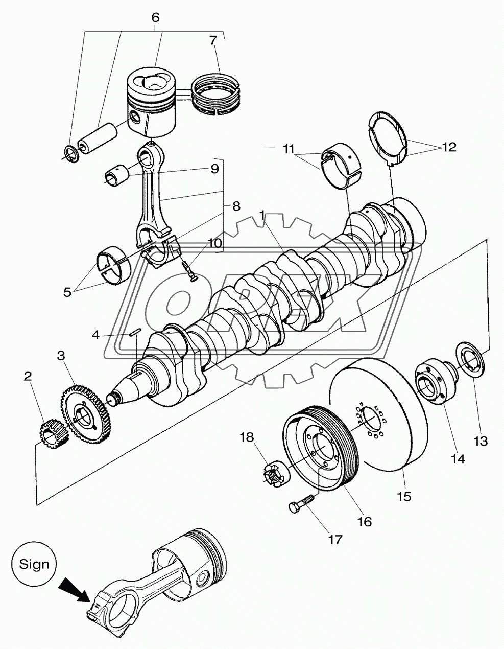 Engine, Crankshaft, Pistons & Piston Rod 8300