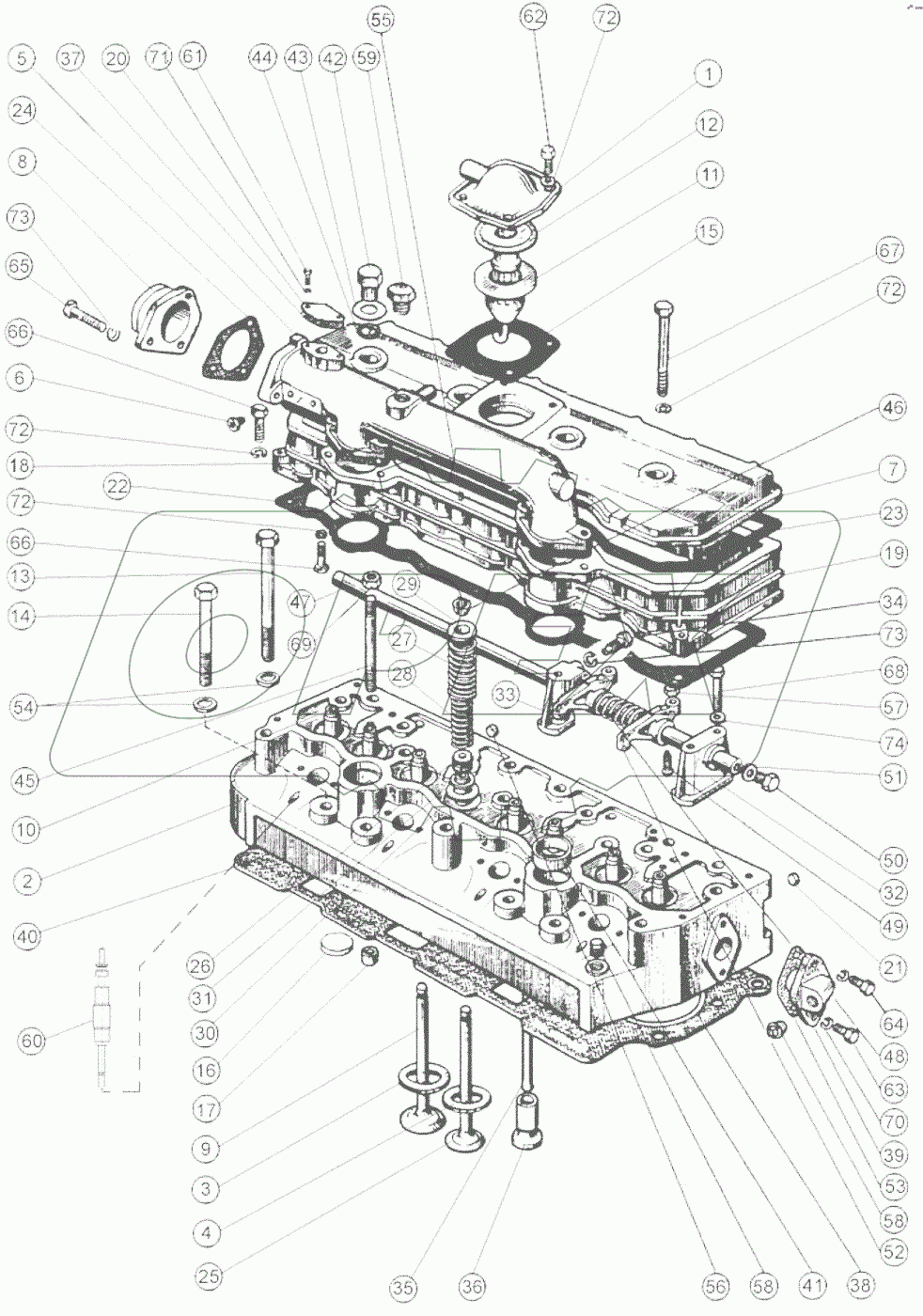  Головка цилиндров. Клапаны и толкатели клапанов.