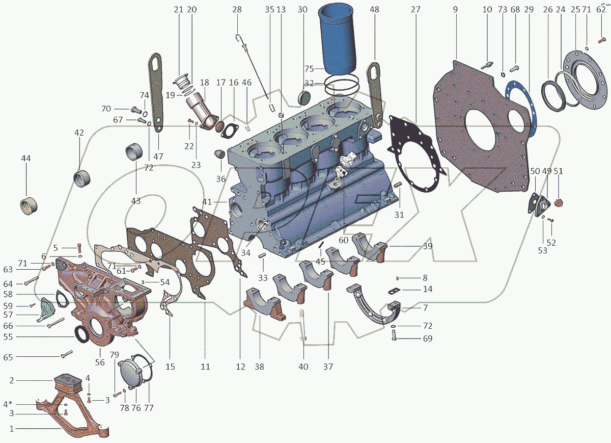  Блок цилиндров. Установка передней опоры