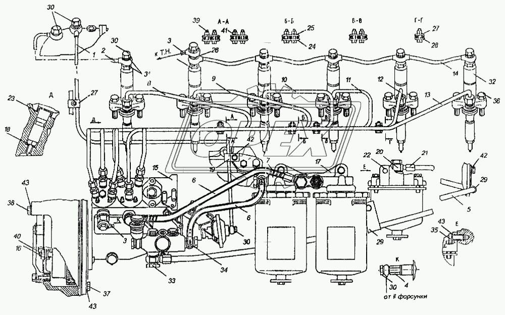 Топливные трубопроводы и установка топливной аппаратуры