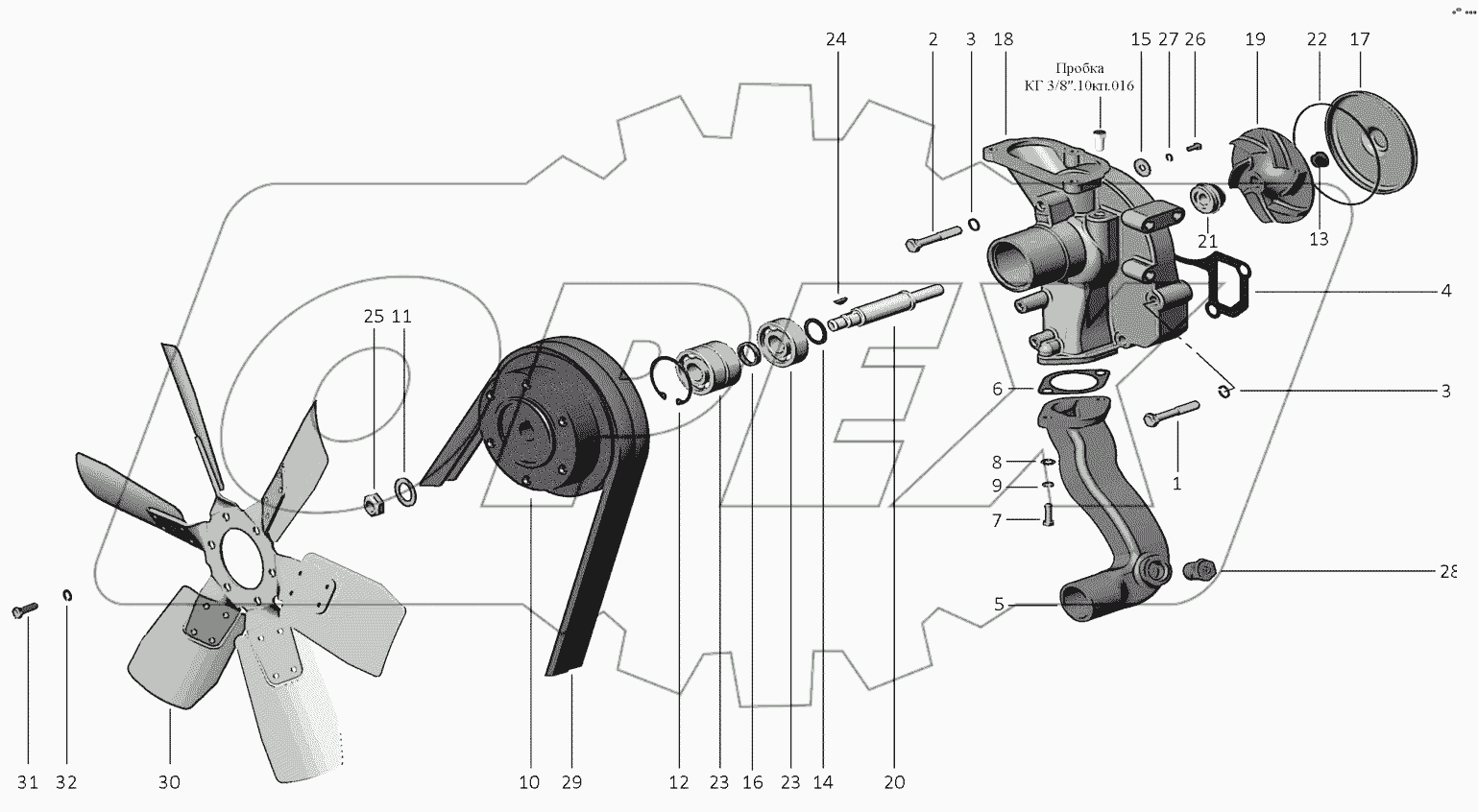  Установка насоса водяного. Установка вентилятора.
