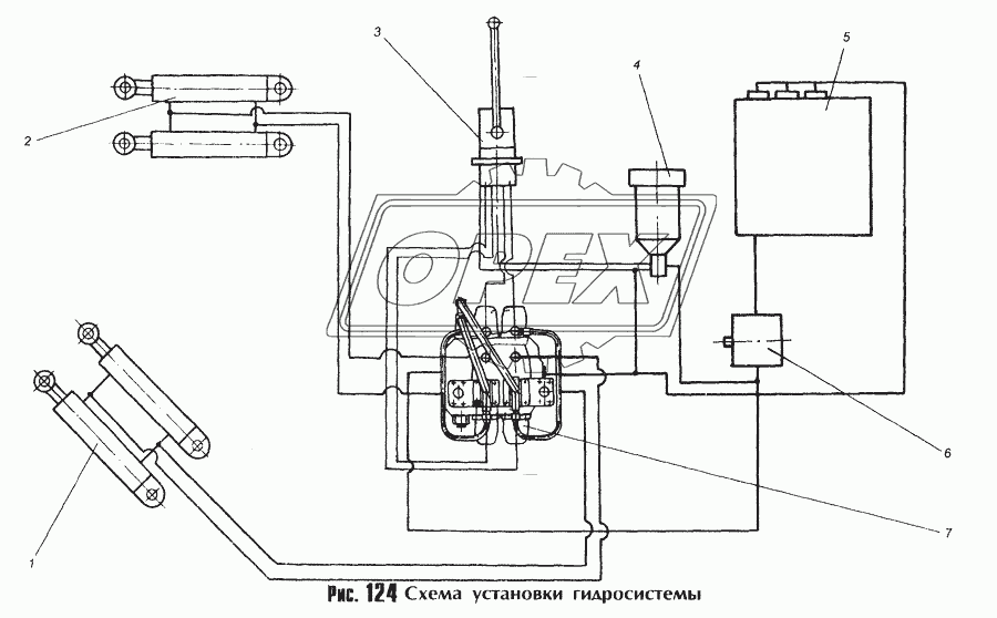 Схема установки гидросистемы