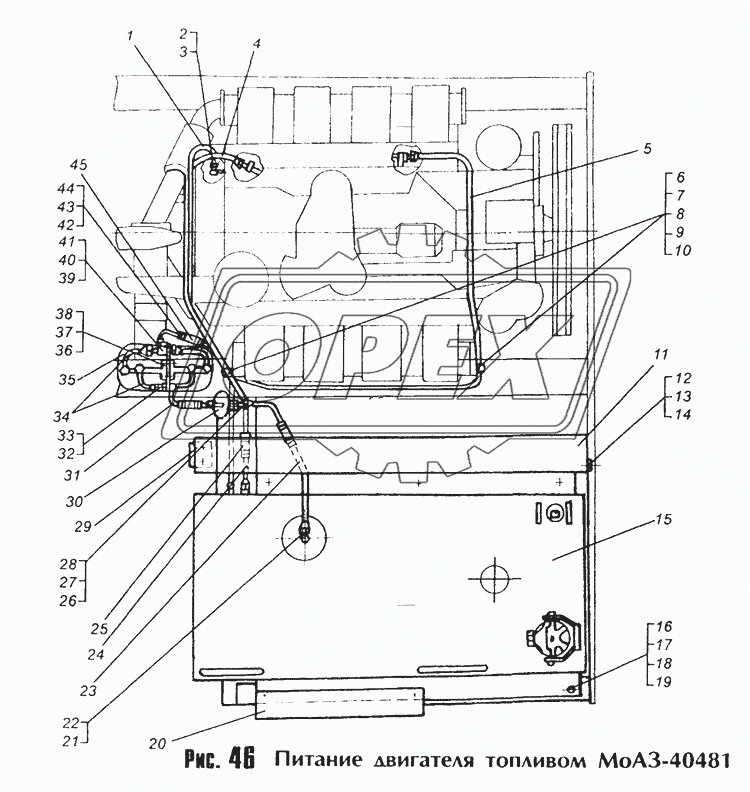 Питание двигателя топливом МоАЗ-40481