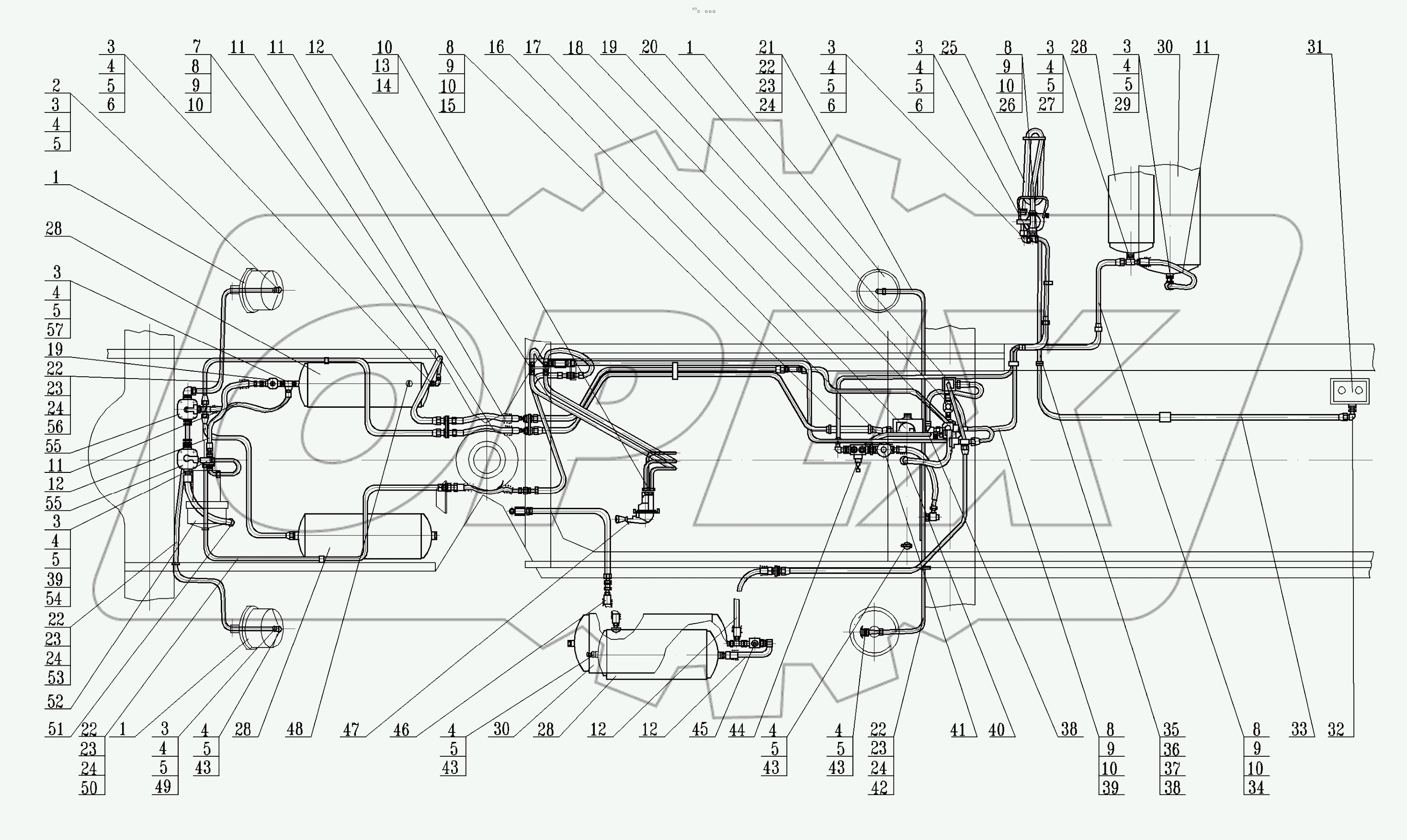  Пневмосистема привода тормозов