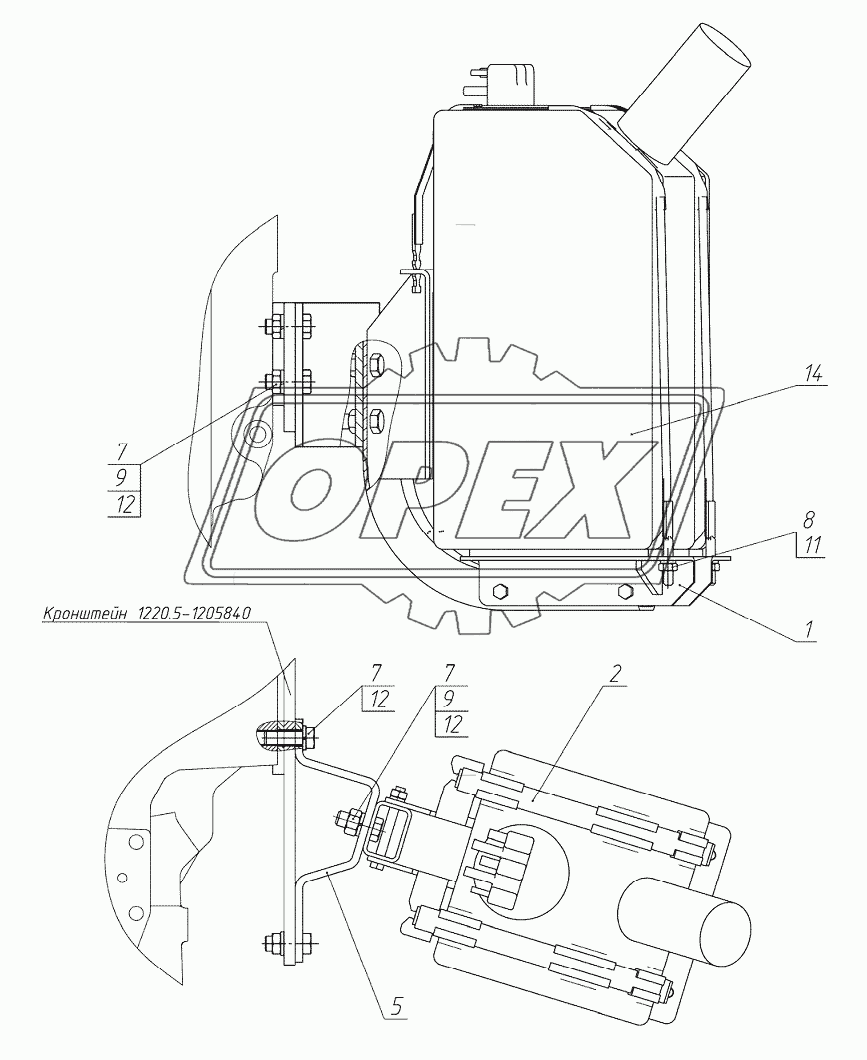 Установка бака системы SCR (1220.5-1201010)