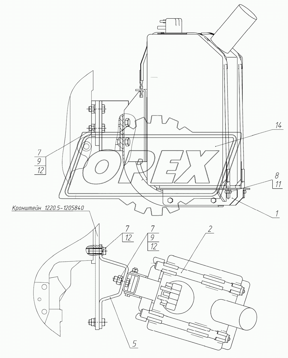 Установка бака системы SCR (1220.5-1201010)