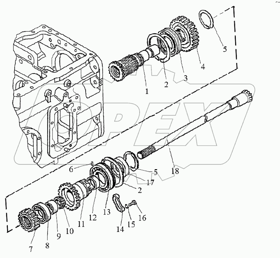 Вал блока шестерен