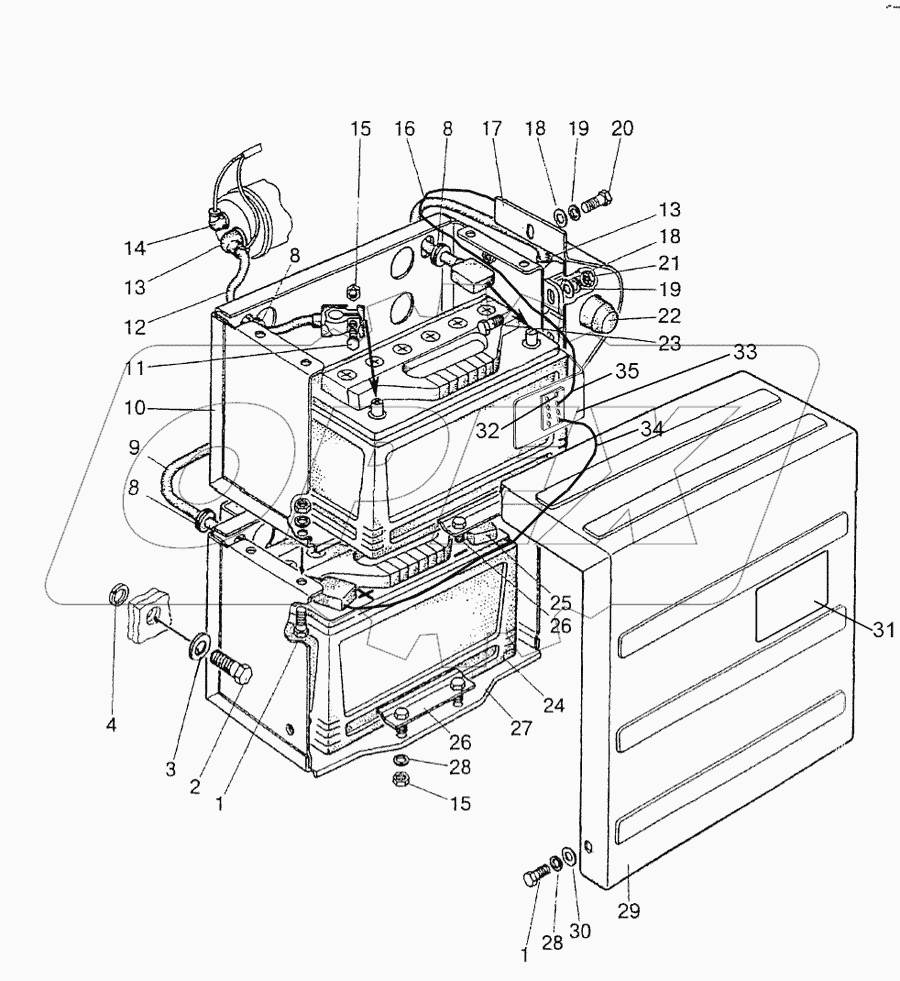 Установка батарей аккумуляторных