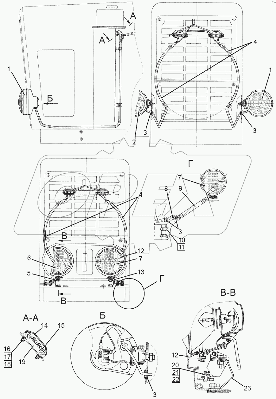 Установка фар дорожных