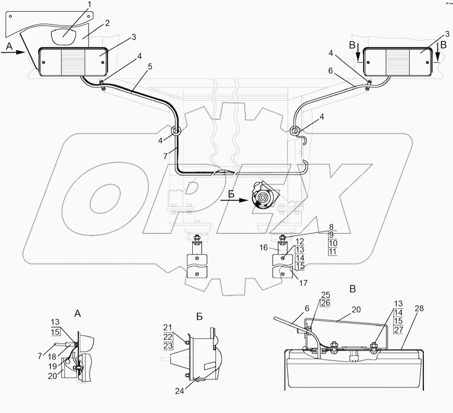 Установка фонарей задних