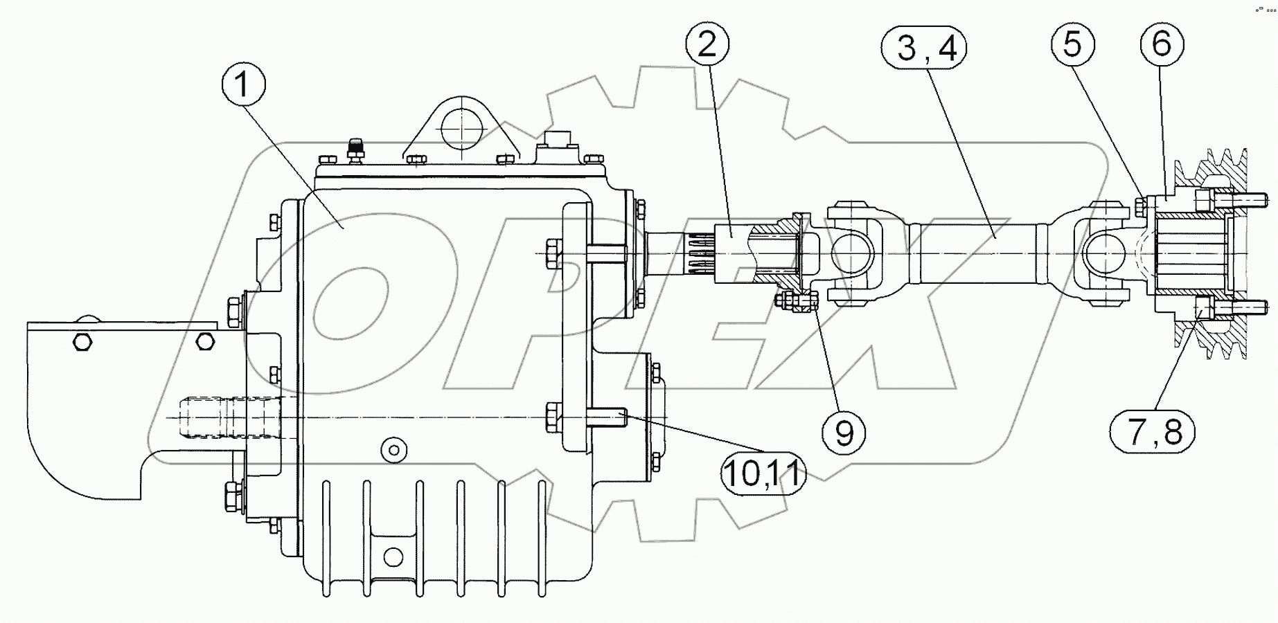 Вал отбора мощности передний