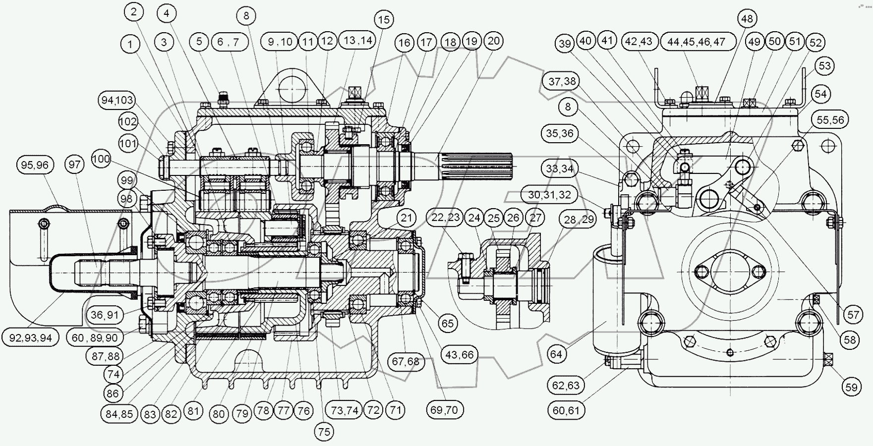 Вал отбора мощности передний. Редуктор