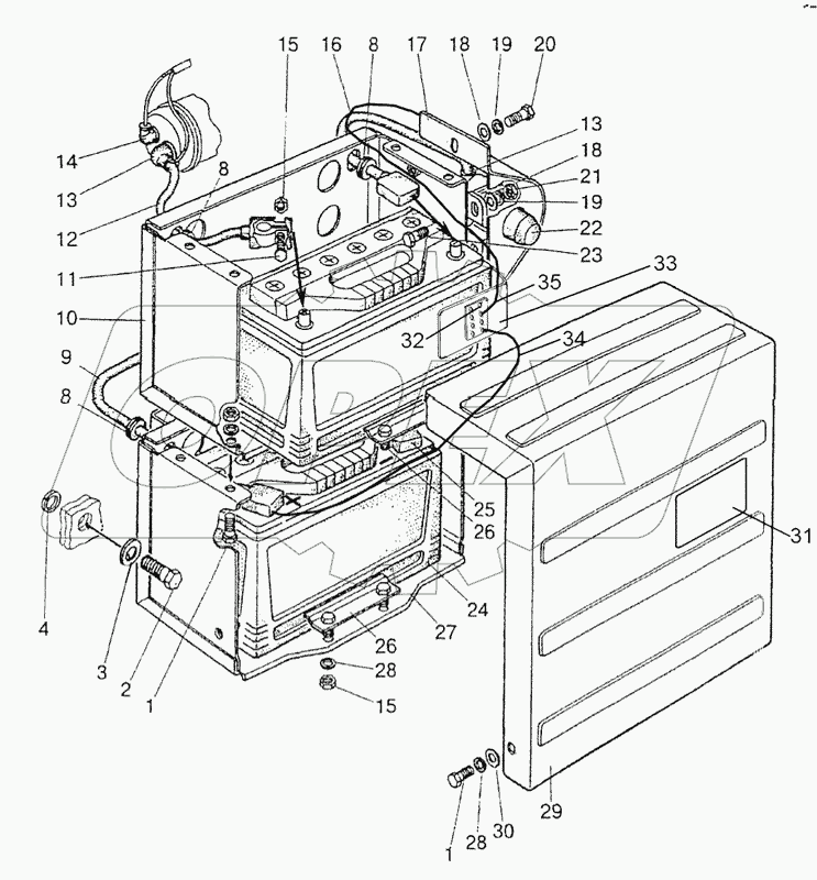 Установка батарей аккумуляторных