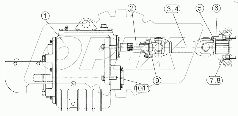 Вал отбора мощности передний