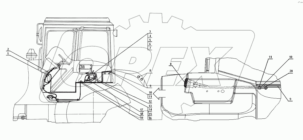 Управление задним навесным устройством