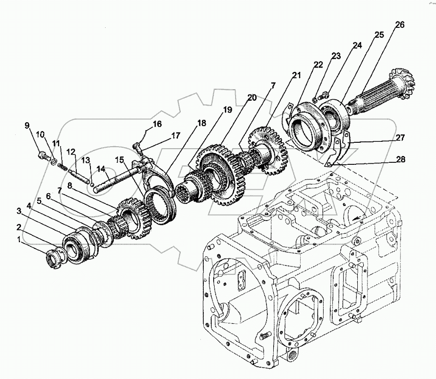 Вал вторичный (16F+8R)
