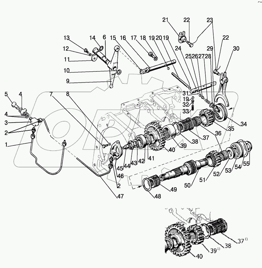 Вал пониженных передач (16F+8R)