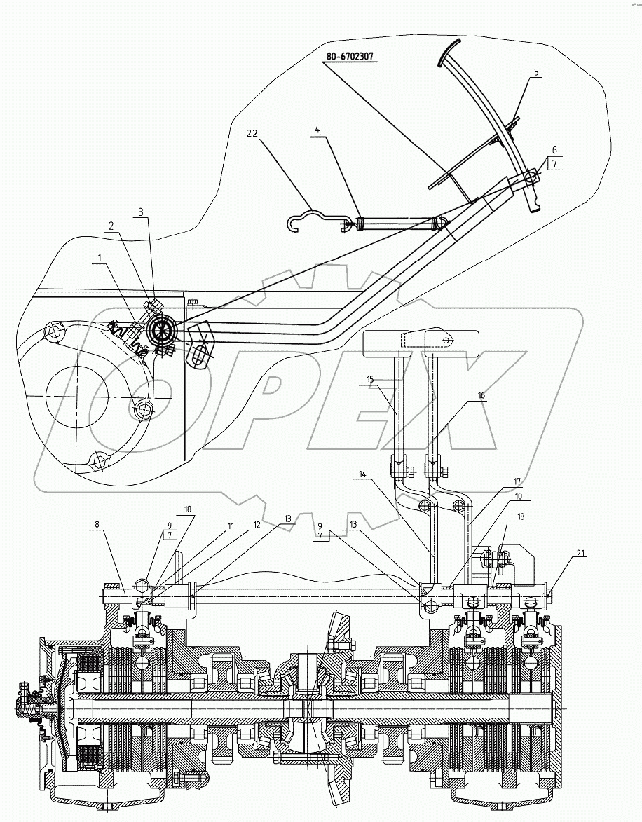 Управление тормозами рабочими «мокрого» типа