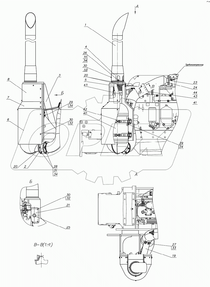 Установка глушителя