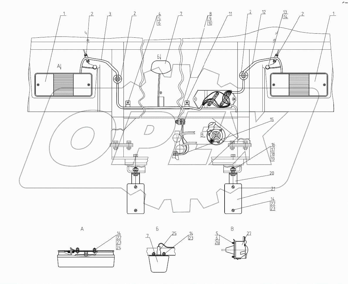 Установка фонарей задних