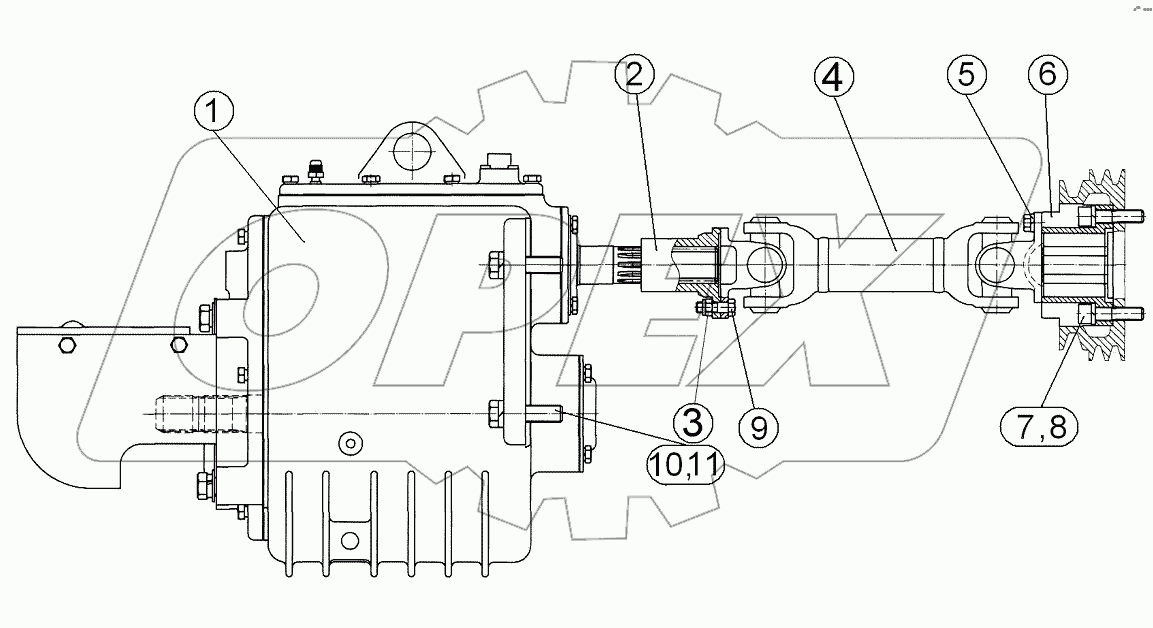 Вал отбора мощности передний