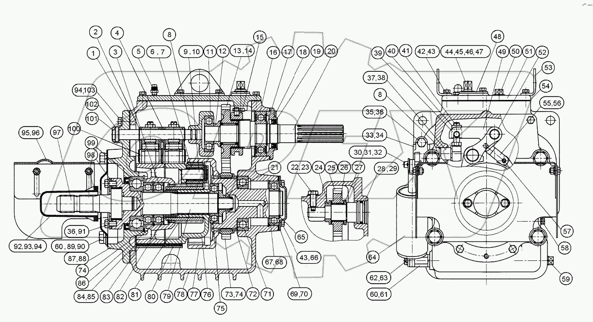 Вал отбора мощности передний. Редуктор