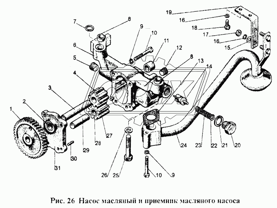 Насос масляный и приемник масляного насоса