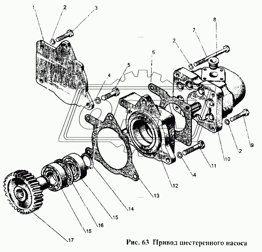 Привод шестеренного насоса