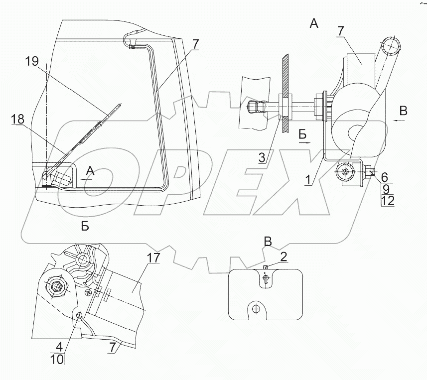 Установка стеклоочистителя заднего