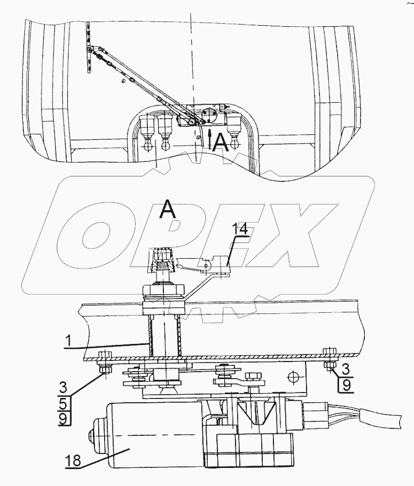 Установка стеклоочистителя переднего