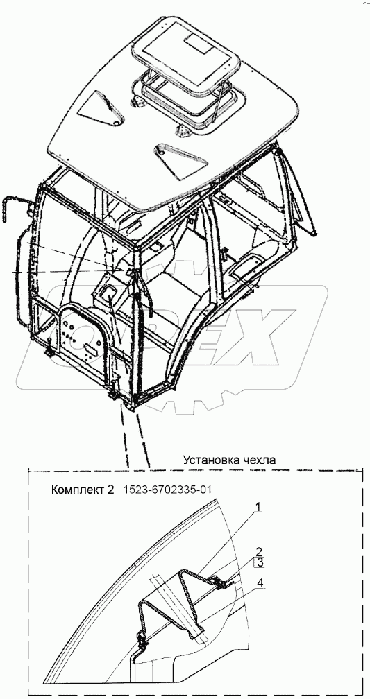 1523-6702335-01 Установка чехла