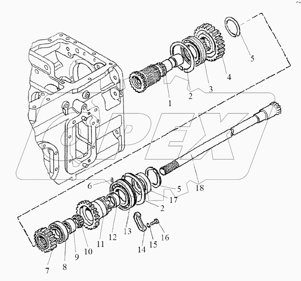 Вал блока шестерен