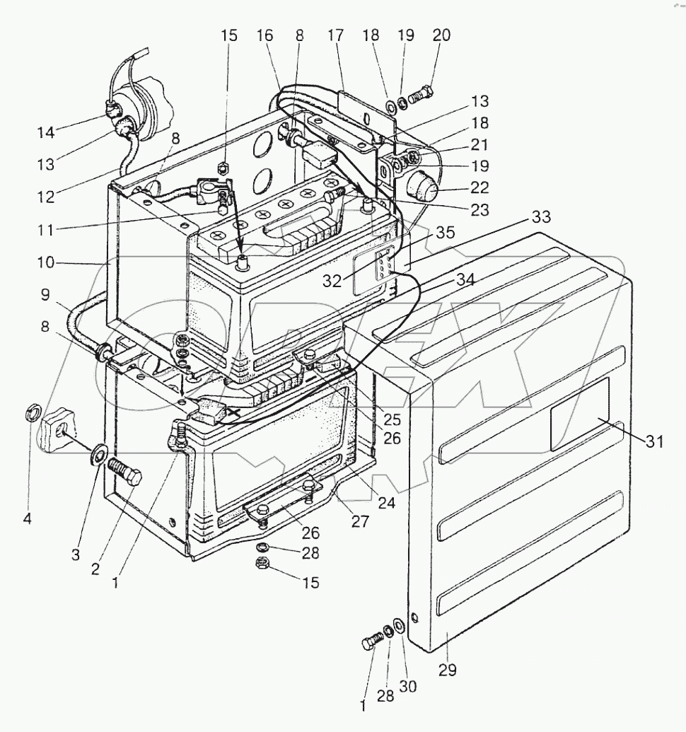Установка батарей аккумуляторных