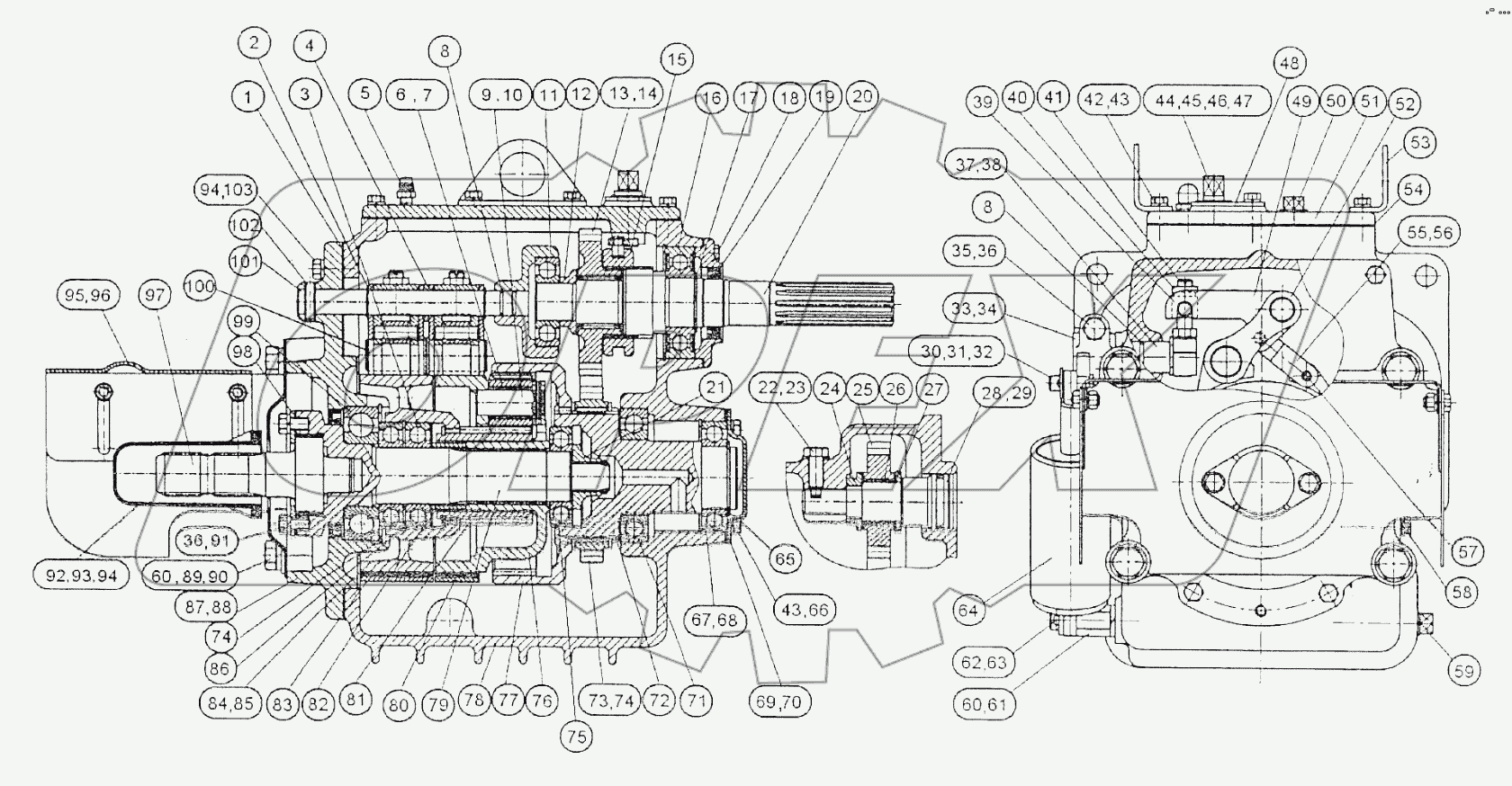 Редуктор переднего вала отбора мощности