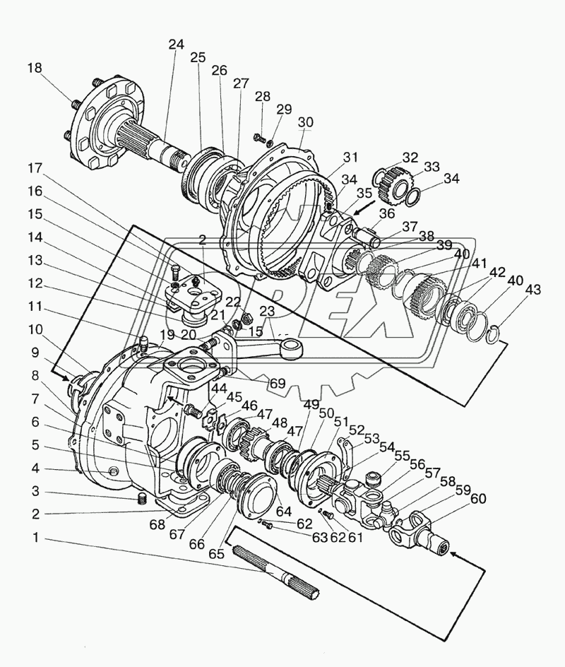 Редуктор конечной передачи переднего ведущего моста (1525-2308005)