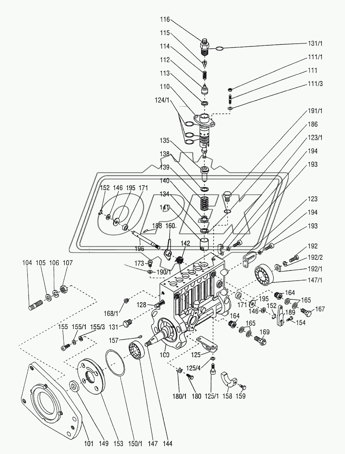 Перечень запасных частей для устройства впрыска топлива PP6M10P1f-3491