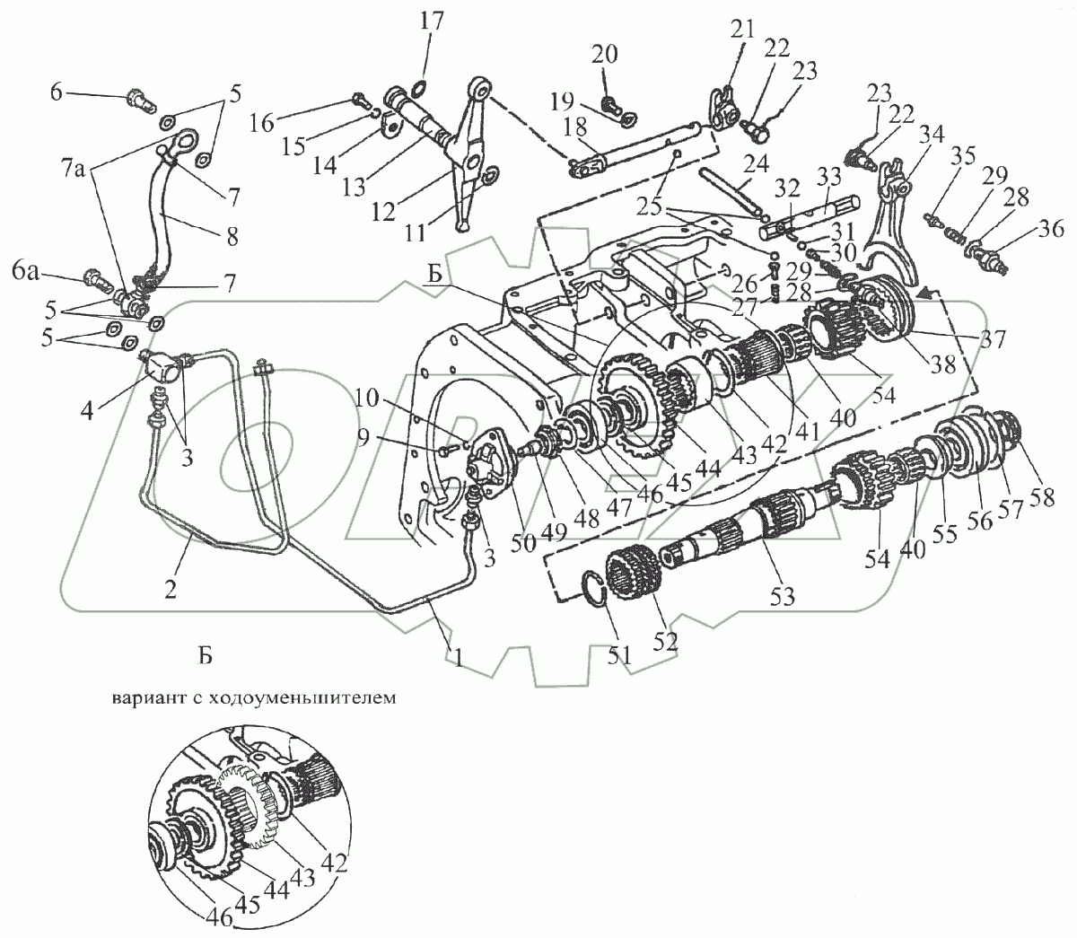  Вал пониженных передач и заднего хода
