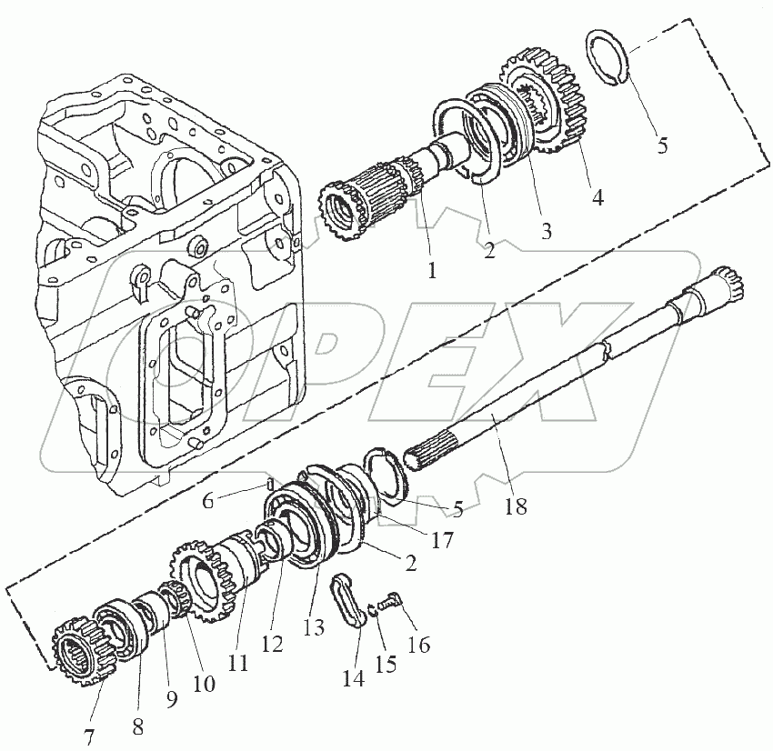 Вал блока шестерен