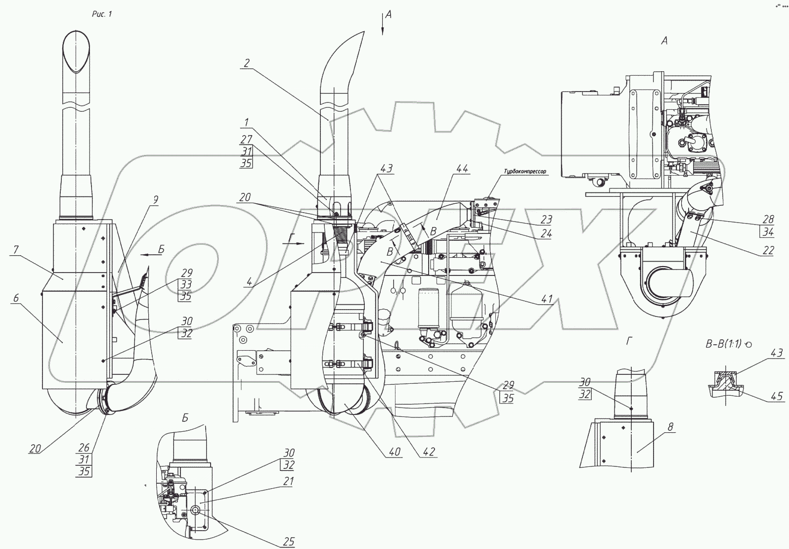  Установка глушителя