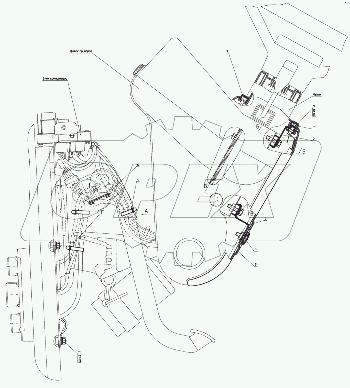  Установка щитка приборов