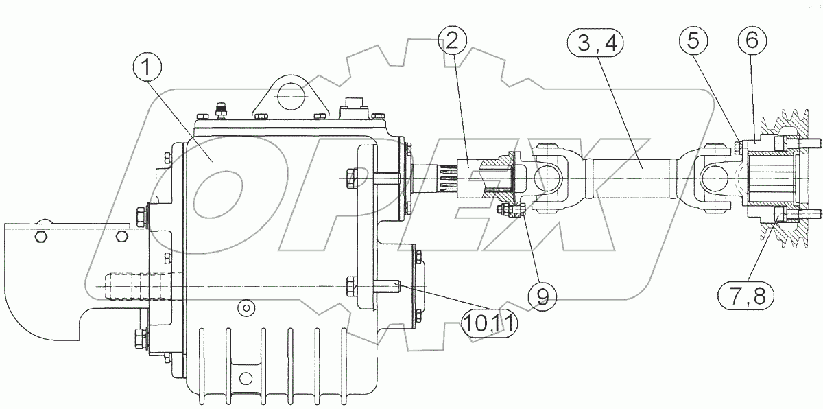  Вал отбора мощности передний