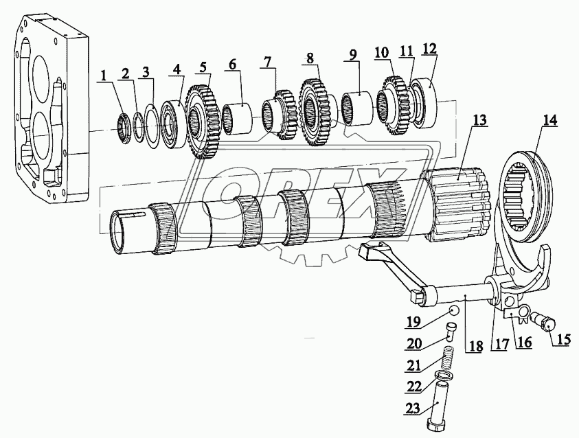 Узел передач. Вал промежуточный