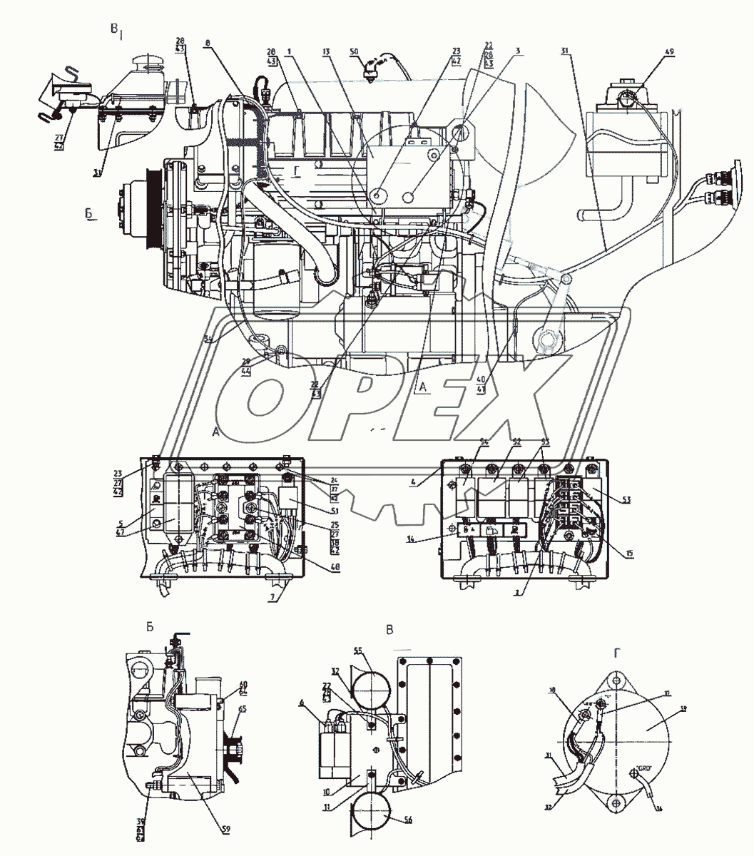 Электрооборудование двигателя (2522ДВ/2522.1/3022ДВ/3022.1)