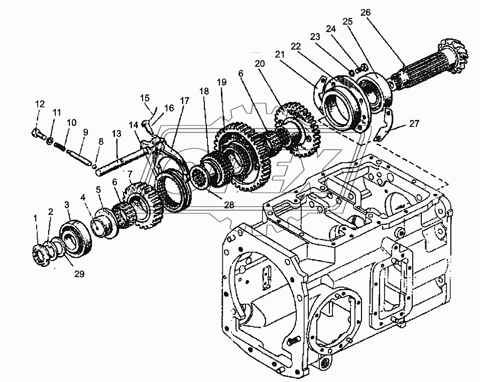 Коробка передач – Вал вторичный. Вал. Гнездо