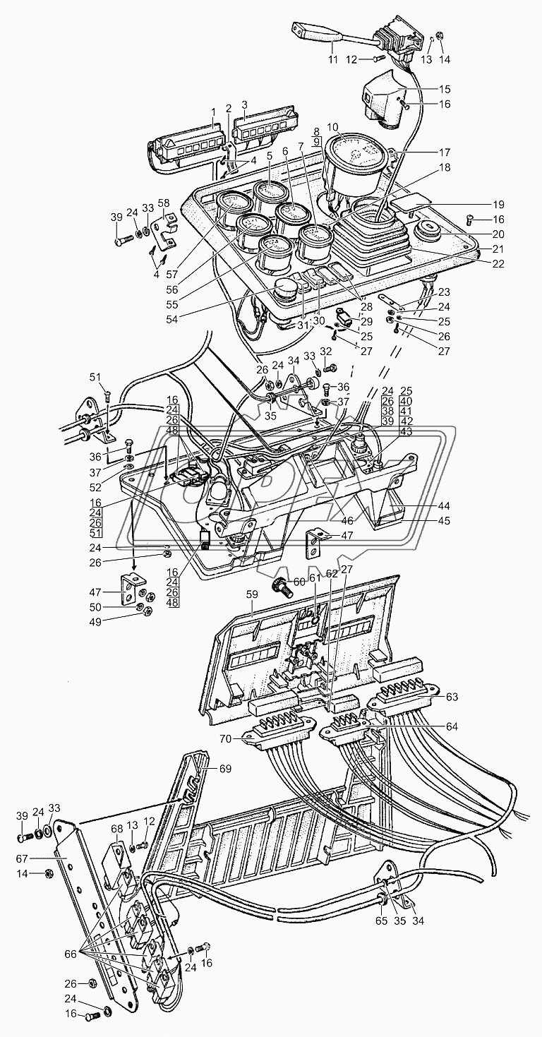 Щиток приборов. Панели. Основание. Крышка