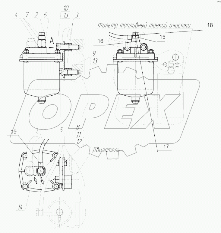 Установка фильтра топливного грубой очистки