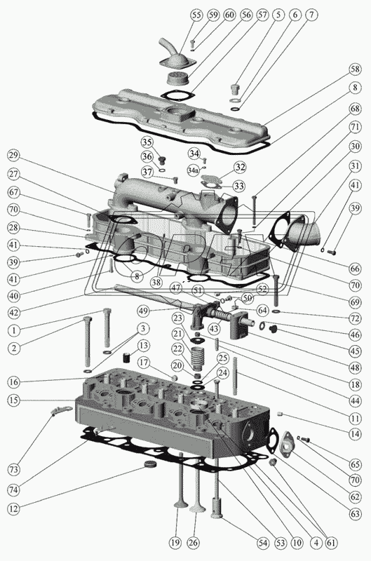 Установка головки цилиндров и впускного тракта (для двигателей Д-244)