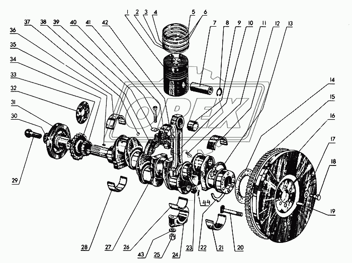 Поршни и шатуны. Коленчатый вал и маховик