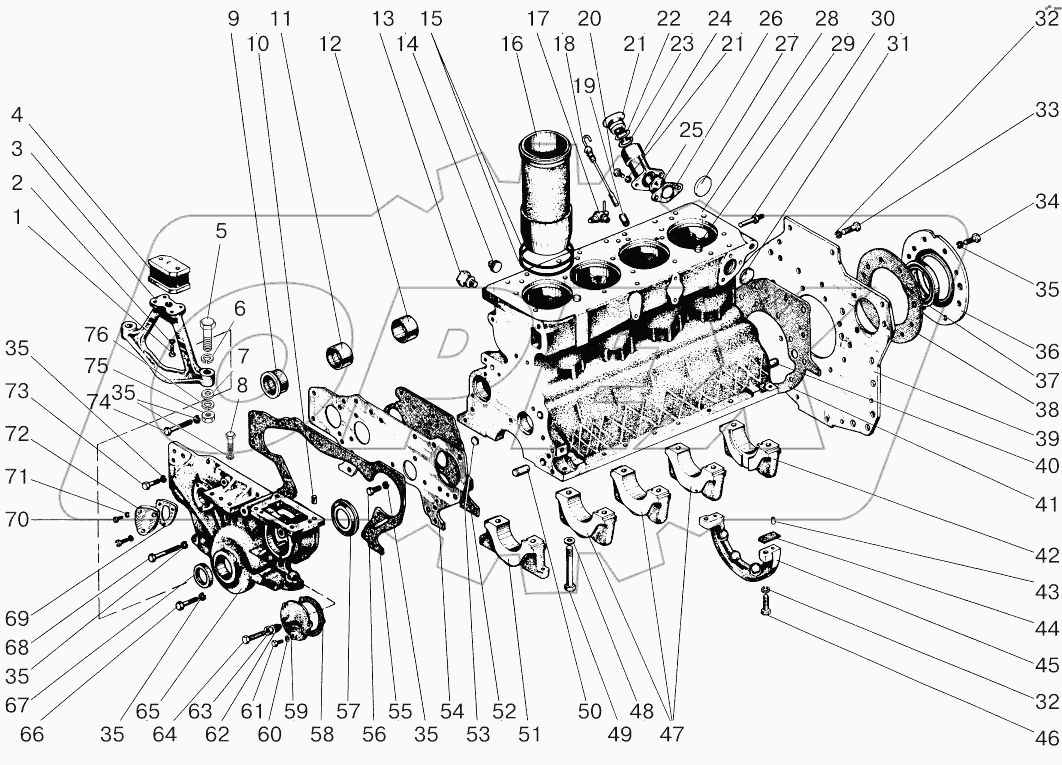 Подвеска и блок цилиндров