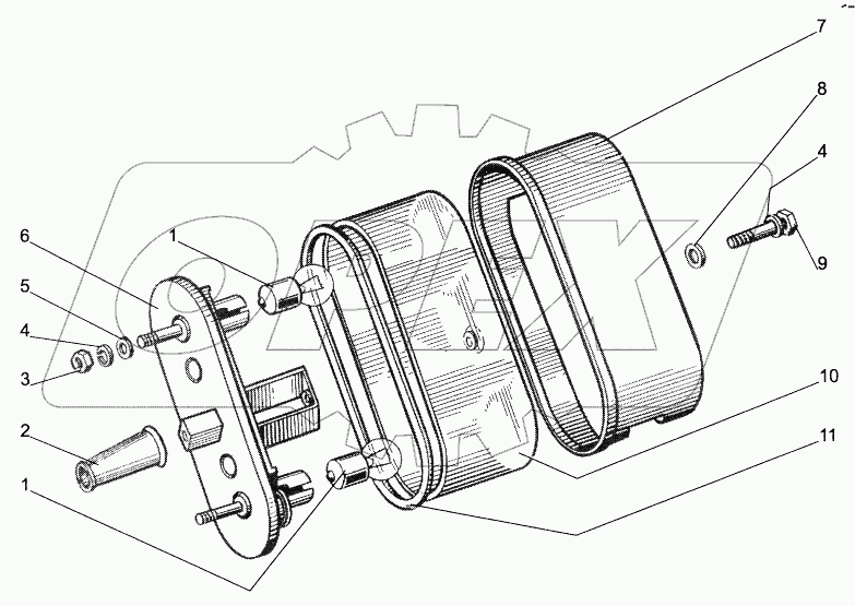 Фонарь освещения номерного знака